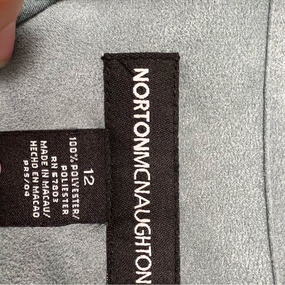 Norton Mcnaughton Light Blue Faux Suede Button Up Eyelet Detail Button Up Shirt - Picture 9 of 9